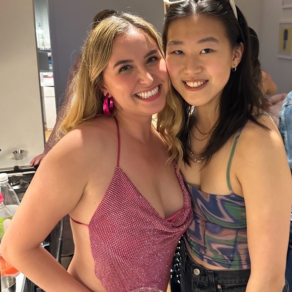 Open-Back Pink Crystal Top - Picture 3 of 3